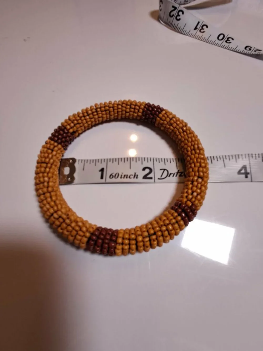 African Masai Inspired Beaded Bangle Tan Brown